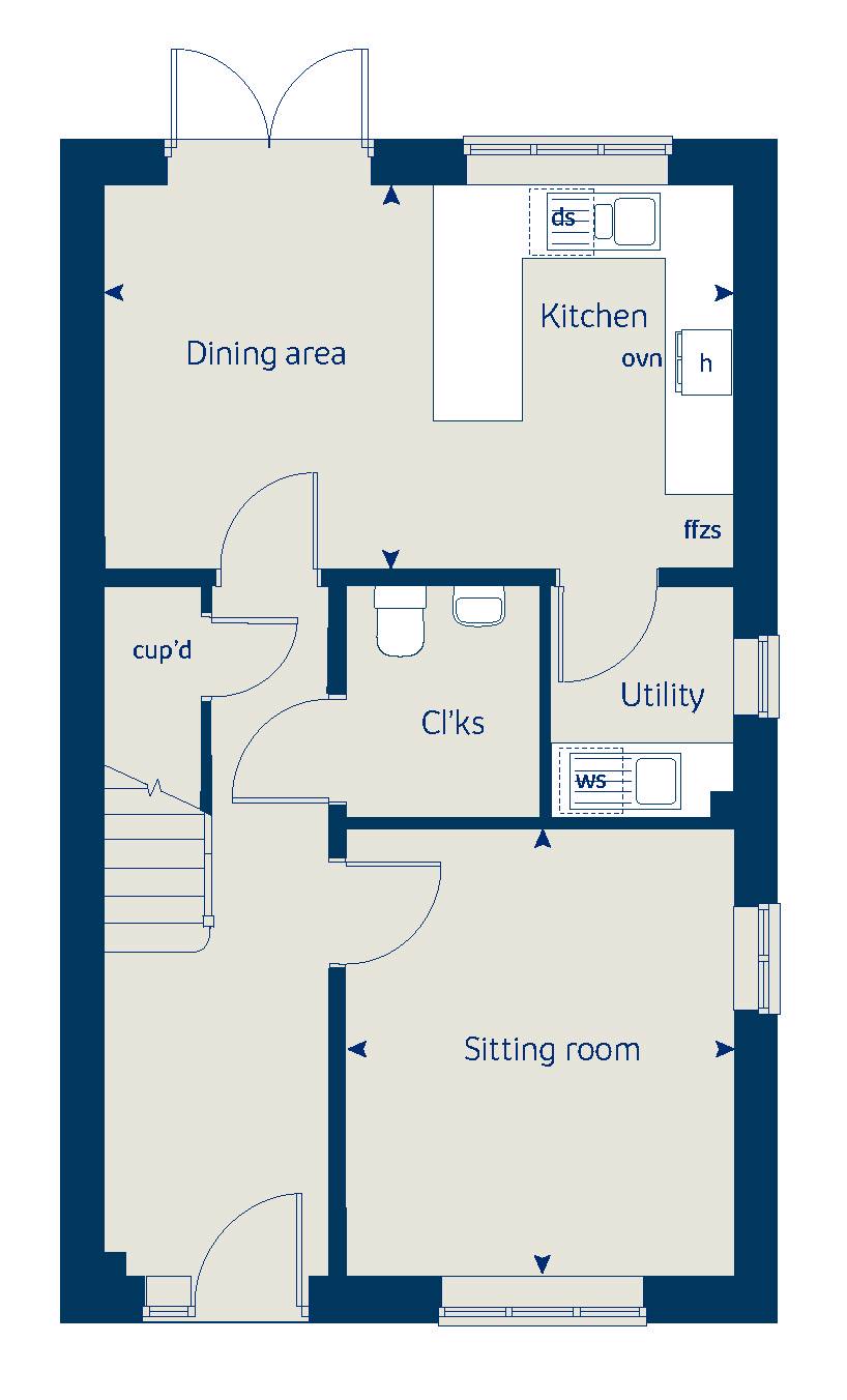 Ground floor floorplan of The Cypress at Windrush Place